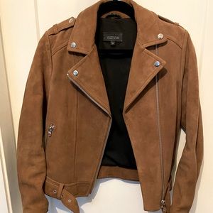 MACKAGE - gorgeous suede, tan biker jacket.